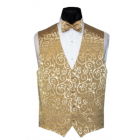 Gold Tapestry Tuxedo Vest and Bow Tie Set